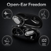 Auriculares Inalámbricos de Oreja Abierta, Bluetooth 5.4, Cancelación de Ruido ANC, Auriculares Deportivos, Control por Voz, Resistentes al Agua, Cómodos para Usar por Tiempo Prolongado