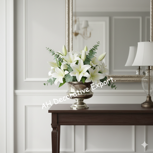 Arreglo de Flores Artificiales de Lujo en Jarrón de Pedestal de Metal Negro para Mesa de Comedor, Decoración de Centro de Mesa para Bodas en Casa - Product Image 6