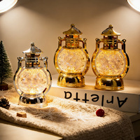 Mini lanterne à LED de style lampe à huile rétro, en plastique texturé cristal, lumière décorative pour Noël, les fêtes, la maison et la décoration de table