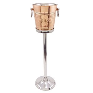 Refroidisseur de vin en acier inoxydable en métal plaqué cuivre au design martelé avec support Seau à glace pour la maison et l'hôtel avec support - Product Image 6