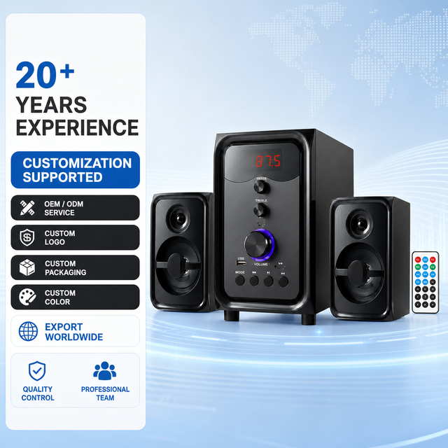 RAISENG R-106BT R-107BT Latest 2.1 Channel Multimedia Speaker Portable Home Theater Surround Sound System and LED Display