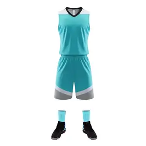 Basketball Uniforms Jerseys Factory Custom Logo Ladies Design Color Blue Sublimation Jerseys Uniform Long Sleeve