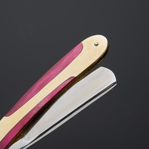 Rasoir à raser pliable en acier J2 du fabricant coffret cadeau qualité bricolage avec feuille de dollar en laiton lame damas bois barbiers soins du visage - Product Image 2