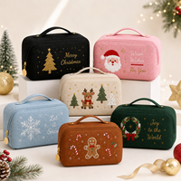 Sac de Voyage Cosmétique Brodé de Noël en Gros Grande Capacité Organisateur de Maquillage Portable pour Femmes Trousse de Toilette OEM ODM