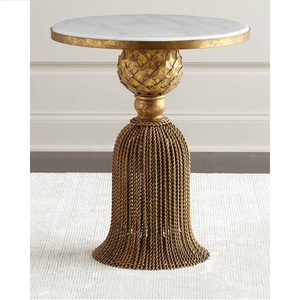 Meubles style salon rond moderne pieds en métal argenté Table d'appoint en métal moderne - Product Image 1