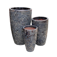Atlantis Noir Glaçure Moderne Pot En Céramique pour La Maison Plantation Jardin Décoration Mini Paysage Créations Vietnam