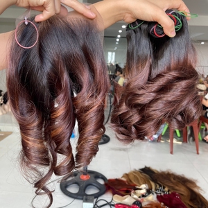 Pelo crudo de alta calidad Color personalizado Punta ondulada Paquetes de color y cierre para hacer pelucas de cabello vietnamita real - Product Image 5