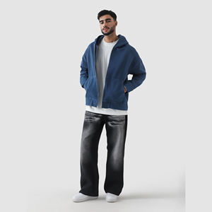 เสื้อฮู้ดดี้ฤดูหนาวสำหรับผู้ชายและผู้หญิง ผ้าฝ้ายฟลีซ 100% พรีเมียม ทรงโอเวอร์ไซส์ แบบซิป ปักลาย พิมพ์ดิจิทัล สีตามสั่ง - Product Image 3