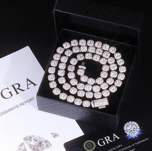 สร้อยคอเทนนิสแบบฮิปฮอป คิวบัน ไอซ์ วีวีเอส เงินแท้ 925 ประดับเพชรทรงบริลเลียนต์ ตัดแต่งสีตามสั่ง พร้อมใบรับรอง GRA  แบบเชื่อมต่อเป็นโซ่  ประดับด้วยมอยส์ซาไนต์ - Product Image 5