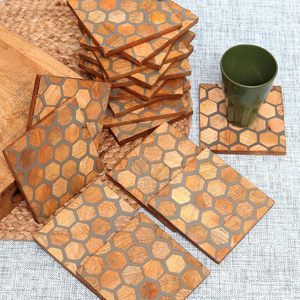 Posavasos de madera de acacia natural para beber, protección de mesa para cualquier tipo de mesa, posavasos de madera - Product Image 4