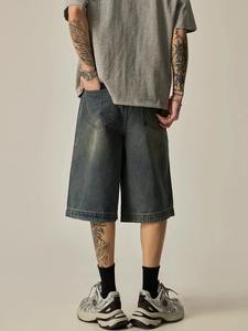 Pantalones Cortos Vaqueros de Moda Vintage para Hombre, de Algodón, con Cierre, Holgados, Estilo Urbano, Lavados, Pantalones Cortos de Mezclilla para Hombre, Venta al por Mayor - Product Image 5