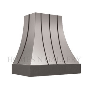 Hotte de cuisine murale en acier inoxydable de haute qualité, personnalisée, avec bandes et rivets, pour îlot de cuisine - Product Image 3