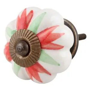 批发陶瓷抽屉旋钮红绿色厨柜旋钮流行花卉梳妆台旋钮和拉手MCK-38