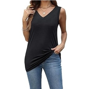 Breathable OEM Wholesale Custom V Neck Sleeveless Short Tank <b>Top</b> Women Activewear Summer Beach Loose Eco-Friendly Tank <b>Tops</b> - Product Image 1