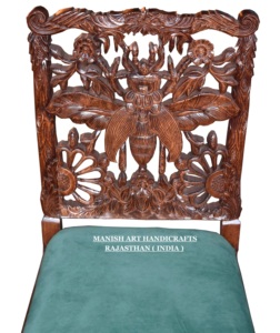 Silla de comedor India real antigua de lujo moderna Vintage tallada de madera Menagerie Honey Bee sin brazos para el hogar almacén Parque gimnasio - Product Image 3