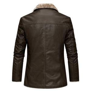 <b>Mens</b> Leather <b>Jacket</b> Autumn and Winter Warm <b>Velvet</b> Blazer Motorcycle <b>Jacket</b> - Product Image 2