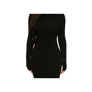 Naked Wardrobe Abito Midi a Maniche Lunghe Nero Taglia XS Traspirante con Decorazioni Intagliate Adatto per l'Ufficio Lunghezza al Pavimento Naturale - Product Image 2