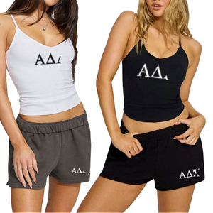 Conjunto Deportivo para Mujer, Estilo Universitario, Cuello Redondo, Poliéster Ecológico de Secado Rápido, Top Corto y Pantalones Cortos hasta la Rodilla - Product Image 6