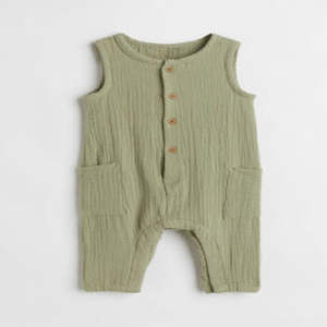 <b>Muslin</b> <b>Baby</b> Rompers Sleep Suit Jumpsuit <b>Muslin</b> Gauze Cotton <b>Baby</b> Rompers Without Sleeve and with Foot GOTS Certified - Product Image 1