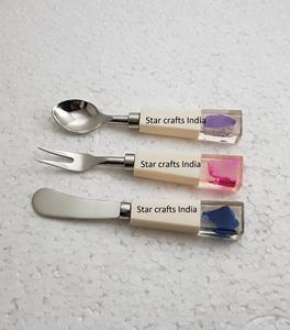 Ensemble cuillère chaude et fruits plaqué or couverts de cuisine en acier inoxydable avec cuillère fourchette et couteau plaqué rose lot de 3 - Product Image 5