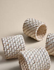 Anneaux de serviette tissés blancs en vrac, porte-serviettes en rotin écologique pour les fournitures d'événements de mariage - Product Image 3