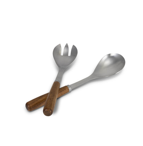 10 นิ้วสแตนเลสสลัดส้อมช้อนสลัดและสําหรับร้านอาหารเครื่องครัวกลางบ้านและด้ามไม้ขายร้อน - Product Image 1