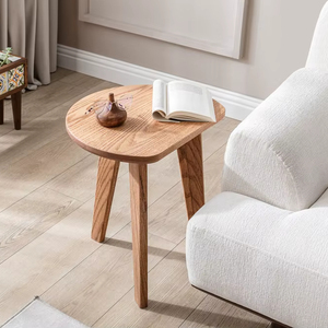 Table basse en chêne en forme de D, mobilier scandinave, table basse extra durable - Product Image 1