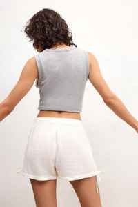 Pantalones Cortos de Tulipán con Frente Plano para Mujer, Venta Caliente, ODM, con Volantes, Ribete de Encaje, Dobladillo Curvo, Ecológicos, Transpirables, Cintura Elástica, 100% Algodón - Product Image 2