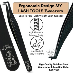 Nouvelle pince à épiler Extension de cils Pince à épiler à pointe de fibre Grip de diamant Grip de diamant Pince à épiler de 90 volumes Conception de poignée de diamant antidérapante - Product Image 6