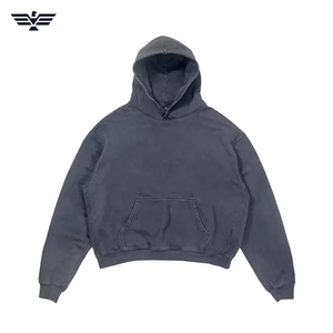 Alta calidad Unisex Oversize Pullover Hoodie 100% algodón logotipo personalizado bordado sólido invierno Streetwear fábrica al por mayor - Product Image 5