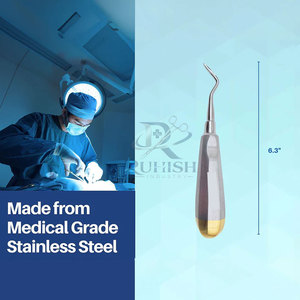 Élévateurs manuels de racines droites avec poignées ergonomiques texturées en acier inoxydable – Instrument dentaire réutilisable pour l'extraction de racines dentaires - Product Image 5