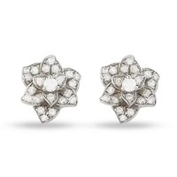 Anting-anting bunga perak bergaya dengan moissanite berkilauan mewah untuk pesta pernikahan dan acara pengantin