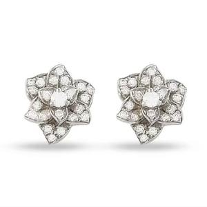 Pendientes de Botón con Flores Plateadas Elegantes con Diamantes de Moissanita Brillantes, Joyería Perfecta para Mujeres, para Fiestas de Novia - Product Image 1