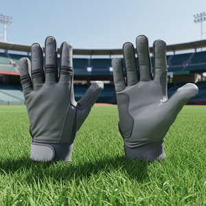 Gants de frappe personnalisables gris foncé, adhérence durable, protection des mains pour le softball, mitaines en cuir pour la ligue senior - Product Image 1