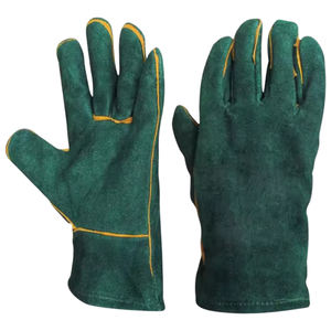 ถุงมือเชื่อมหนังวัวแยกเป็นลายสีเขียวทุกขนาดตามสั่ง - Product Image 1