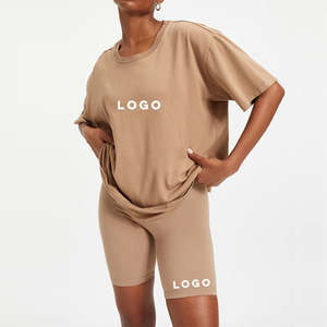 Vente en gros OEM Service Respirant Polyester Femmes Shorts Ensemble Loose Fit T-shirt et Shorts Running et Jogging Été Survêtement - Product Image 4