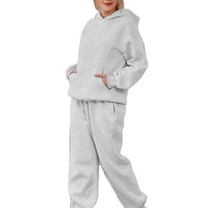 Chándal de algodón de color personalizado, chándal de peso pesado con logotipo personalizado, conjunto de dos piezas para mujer, sudaderas con capucha informales, ropa de calle, chándal 2026 - Product Image 5