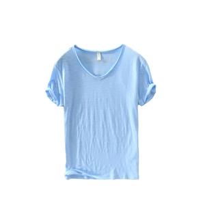 2025 T-shirt en coton tricoté coupe ajustée pour hommes avec col rond décontracté à manches courtes conception vierge impression de logo personnalisé Service OEM - Product Image 5