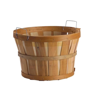 Vente en gros Paniers de crabe en bois naturel de ferme avec poignées Panier de boisseau bon marché Solution de stockage fabriquée au Vietnam - Product Image 1