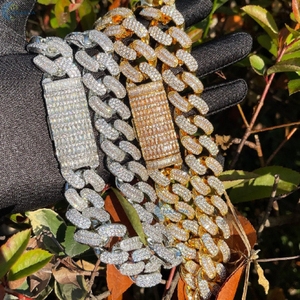 20MM Iced Out Baguette Coupe VVS Moissanite Chaîne à Maillons Cubains Luxe Hip Hop Bling Collier pour Hommes - Product Image 2