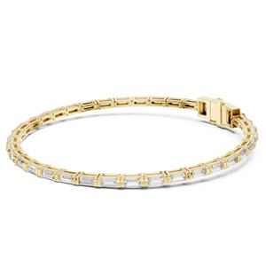 Women's VDS 14K Solid Gold Luxury Tennis <b>Bracelet</b> <b>Baguette</b> Cut Lab Grown CVD Diamonds IGI Certified Fine Jewelry Collet Setting - Product Image 6