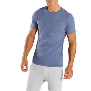 Camiseta de gimnasio de Color azul marino, camisetas de compresión de poliéster/spandex personalizadas para gimnasio, Fitness, Yoga, fabricación de camisetas - Product Image 3