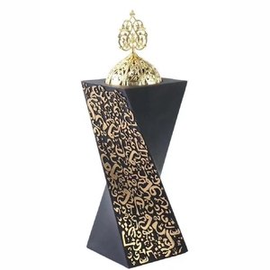 Brûleur d'encens Bakhoor de table en métal, élégant, esthétique, design moderne, de haute qualité, religieux, arabe, décoratif pour la maison, noir - Product Image 1