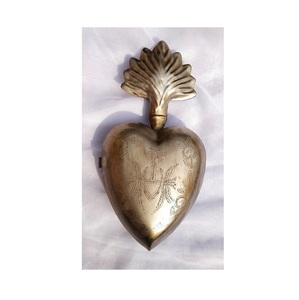 Laiton Or Milagros Ornement Sacré Coeur Beau Coeur Mur Pour La Décoration Intérieure & Bibelots Médaillon Espace - Product Image 4