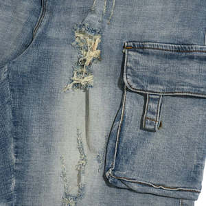 Vente à chaud de shorts en jean à taille élastique à la mode pour hommes fabricant de shorts de fitness avec logo personnalisé shorts en jean - Product Image 5