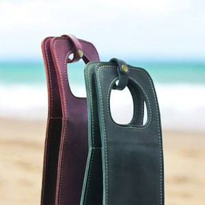 Portador de botella de vino de cuero hecho a mano de alta calidad con logotipo personalizado bolsas de picnic al aire libre reutilizable portátil de fábrica al por mayor - Product Image 4