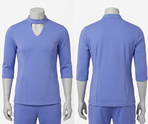 เสื้อแจ็คเก็ตสครับสีเขียวอมฟ้า ผ้าทวิลล์ยืด 180 GSM พร้อมซิปโลหะ ปักลายปัก และโลโก้แบบทอ - Product Image 2