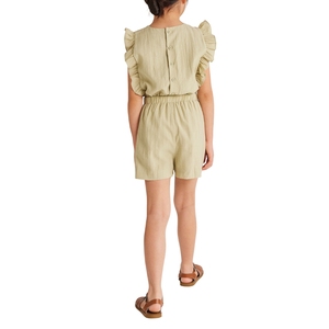 Combinaison à volants pour filles, douce et légère, tenue d'été, design sans manches mignon, ajustement confortable, tenue élégante pour bébé, logo personnalisé - Product Image 2