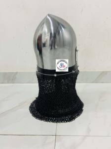 Médiéval Viking Vendel Chainmail Nasal Bascinet Buhurt Casque Film de jeu de rôle pour la reconstitution Cosplay Steel Battle Ready Helmet - Product Image 3