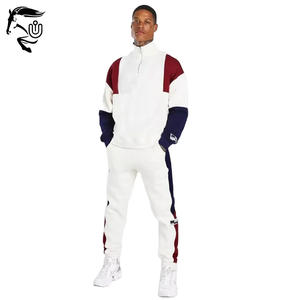 OEM Customized 100% Cotton <b>Flared</b> Colour Block Half Zip Quick Dry Breathable Fleece Street Wear Tracksuits for <b>Men</b> Premium - Product Image 1